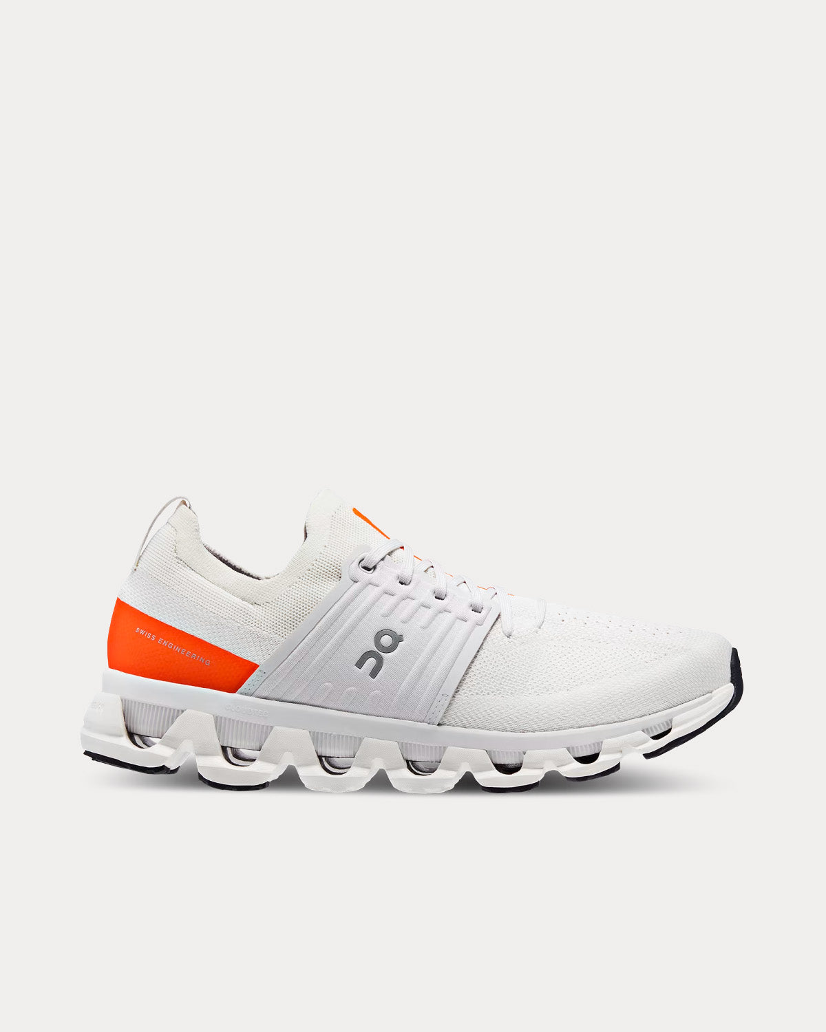 On Cloudswift 3 men's running shoe in ivory with orange flame accent
