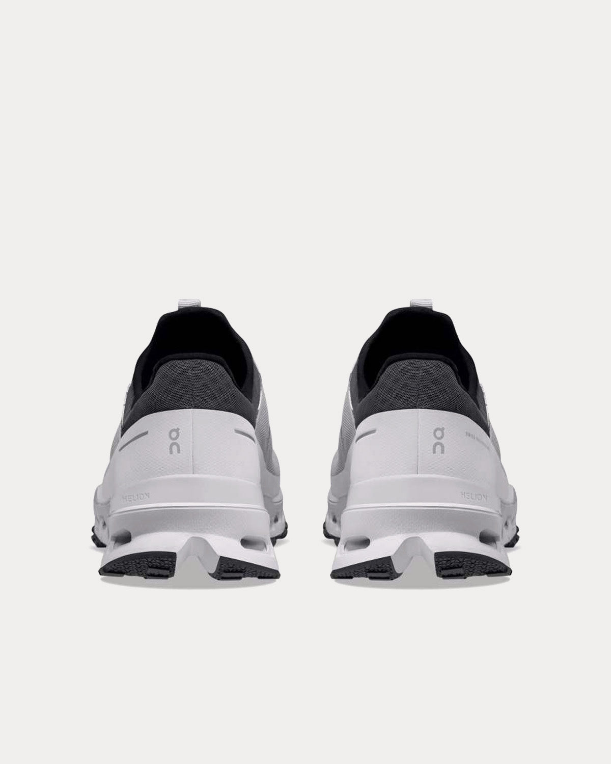 On Cloudultra men's running shoes in Glacier/Frost, rear view showing Helion midsole