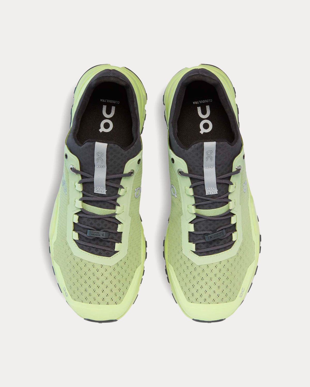 On Cloudultra men's trail running shoes in Vine Meadow green, top view pair