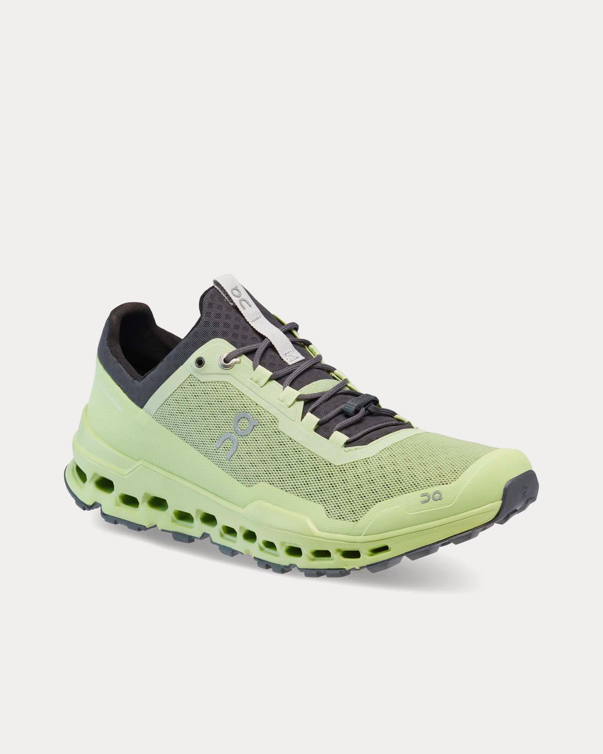 On Cloudultra men's trail running shoe in lime green and dark gray colorway