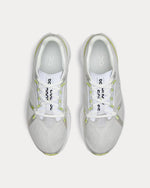 On Cloudeclipse men's running shoes in light gray and white with lime accents