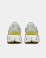 On Cloudeclipse running shoes rear view showing white gray upper with lime accents