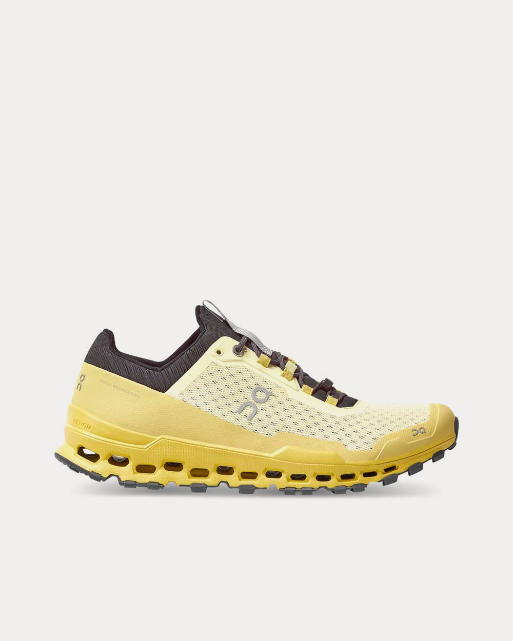 On Cloudultra men's trail running shoe in Limelight Eclipse colorway, lateral view