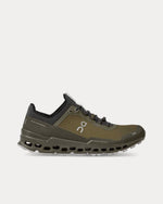 On Cloudultra men's trail running shoe in olive and eclipse colorway, lateral view