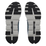 On Cloud 6 running shoes sole view showing blue upper and white CloudTec outsole