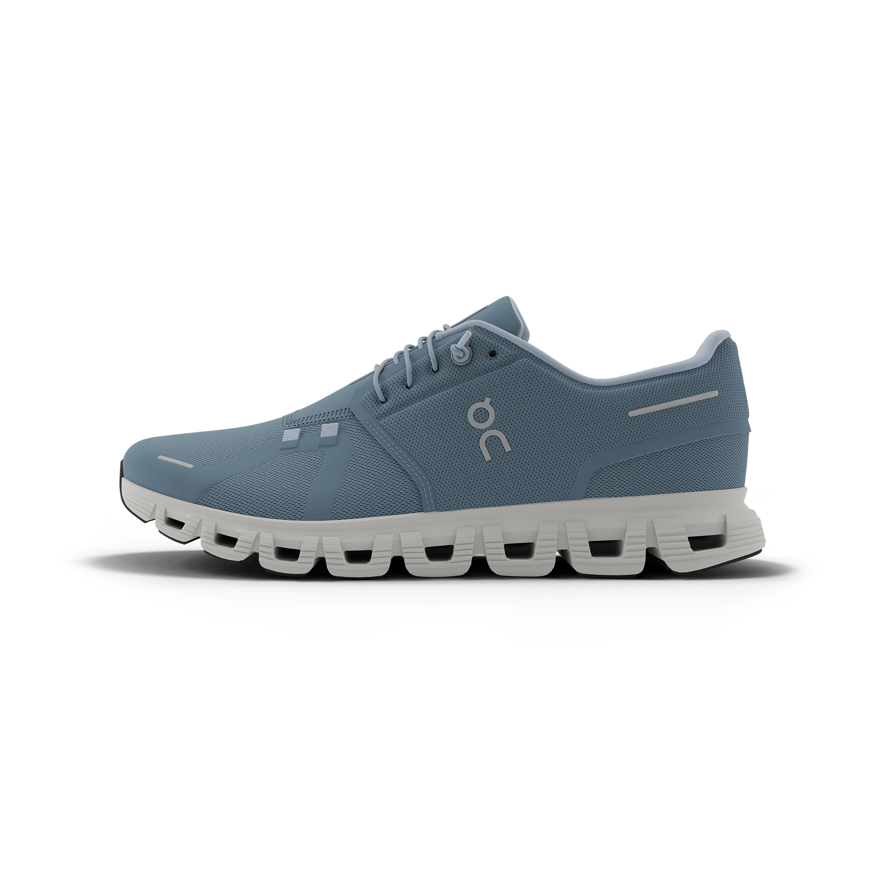 On Cloud 6 running shoe in chambray blue with white sole