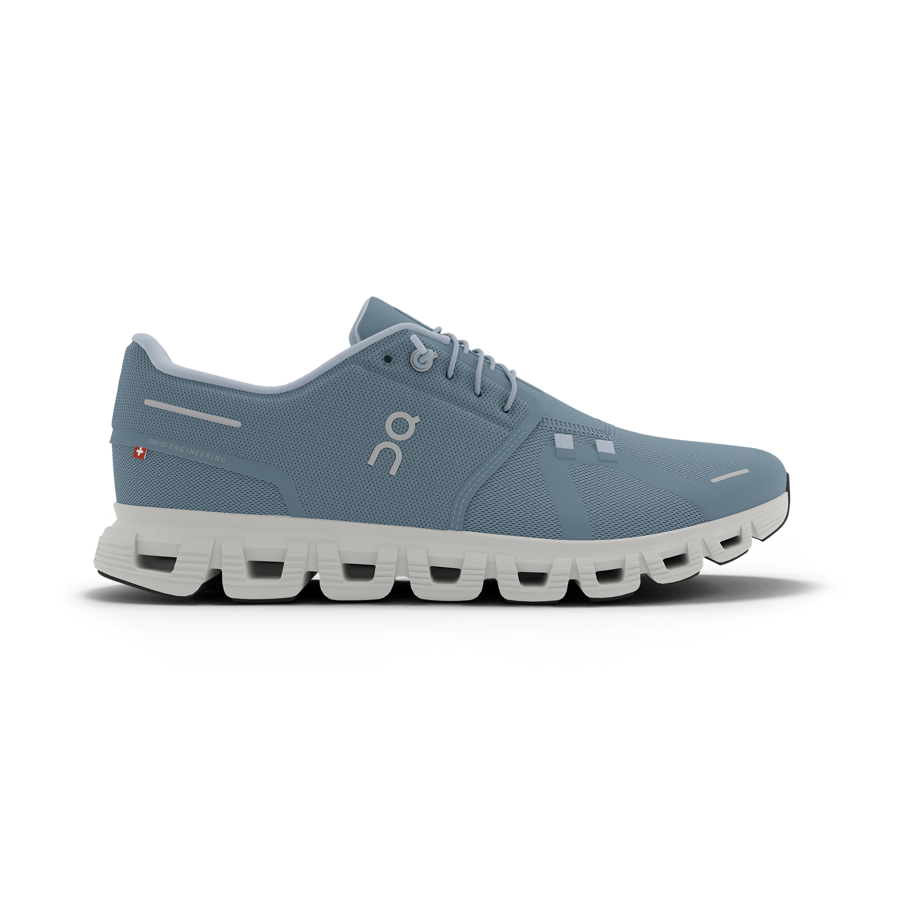 On Cloud 6 running shoe in chambray blue with white CloudTec sole