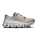 On Cloudmonster 3 running shoe in ivory and tin colorway with distinctive cloud sole