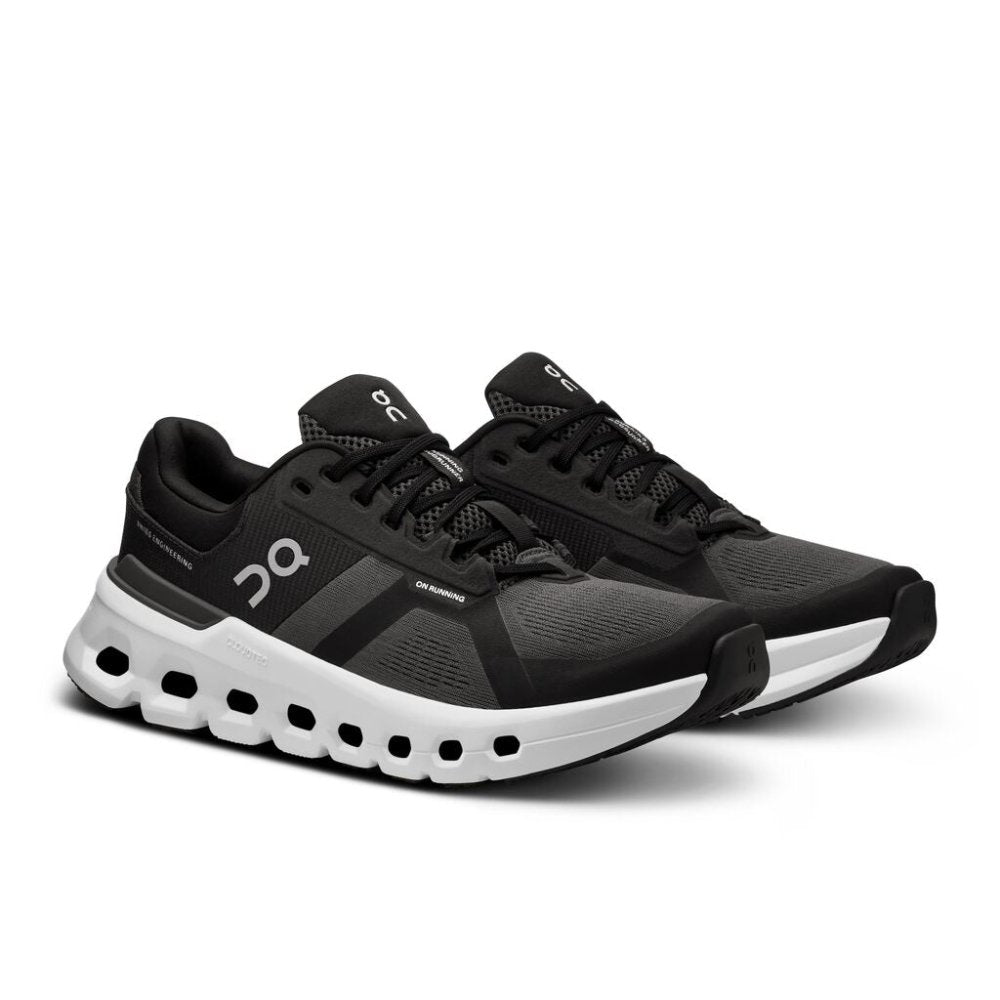 On Cloudrunner 2 women's running shoes in black with white CloudTec sole