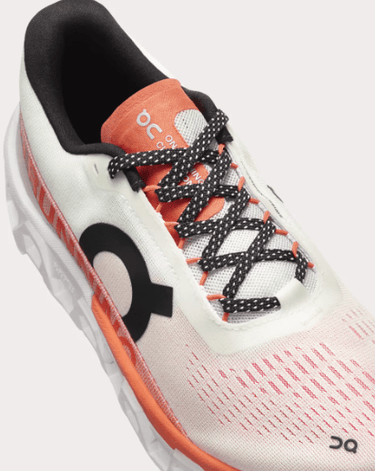 On Cloudmonster 2 running shoe in undyed white with orange zest accents