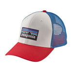 Patagonia P-6 Logo Trucker Hat - White/Fire/Andes Blue