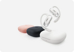 Shokz OpenFit Air earbuds with charging cases in pink, black and white colors