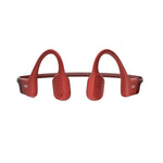 Red Shokz bone conduction headphones with open-ear design on clean white background