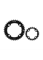 Origin8 Thruster black chainring set with 36T and 22T sprockets on white background