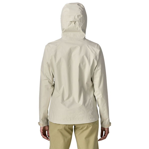 Patagonia Women's Torrentshell 3L Jacket in Birch White, rear view on model
