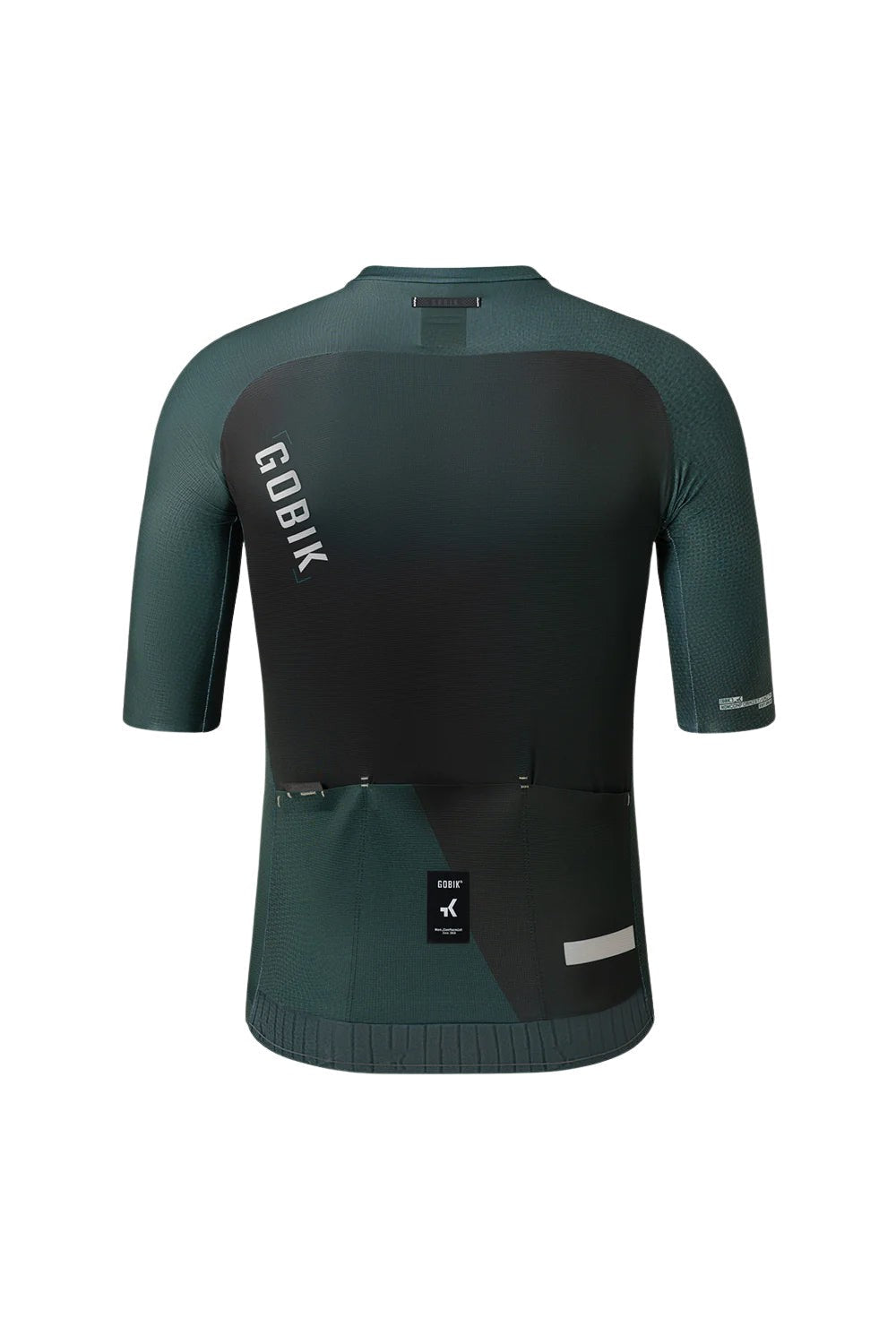 Gobik Infinity cycling jersey in bunker green with black panels and rear pockets