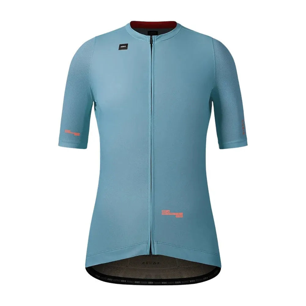 Gobik Stark women's cycling jersey in light blue with full zip