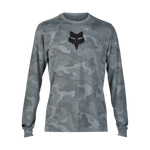 Fox Ranger Long Sleeve Jersey in gray camouflage pattern with black Fox logo on chest
