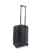 Patagonia Black Hole MLC Wheelie 34L black luggage with telescoping handle fully extended, rear view