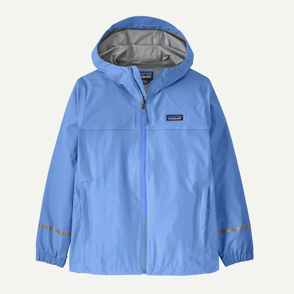 Patagonia Torrentshell 3L Rain Jacket in blue with hood and reflective stripe