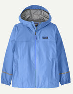 Patagonia Torrentshell 3L Rain Jacket in blue with hood and reflective details