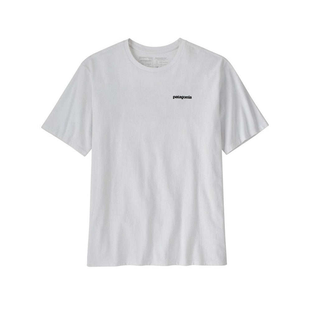 White Patagonia t-shirt with small black logo on chest