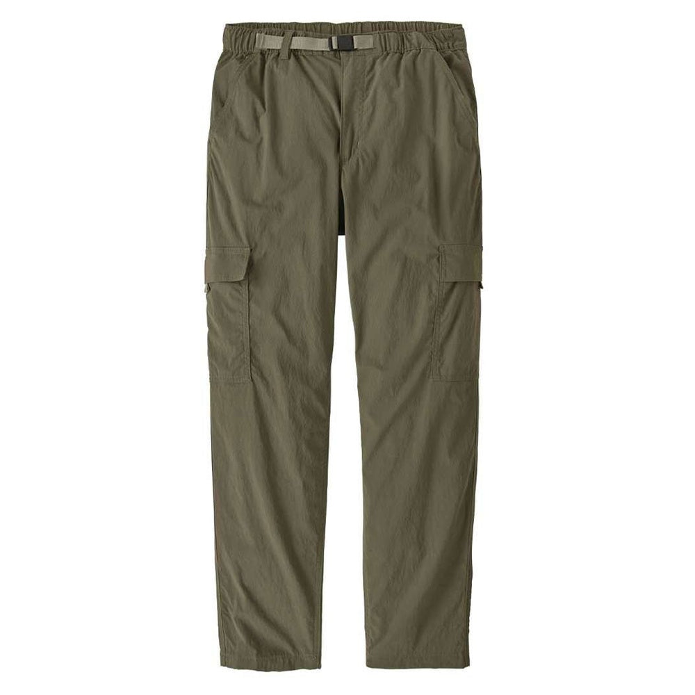 Patagonia olive green cargo pants with side pockets and adjustable belt