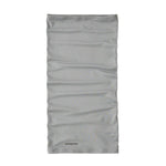 Patagonia light gray neck gaiter or face mask on white background