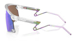 Oakley BXTR Metal sunglasses with clear transparent frame and purple violet mirrored lenses