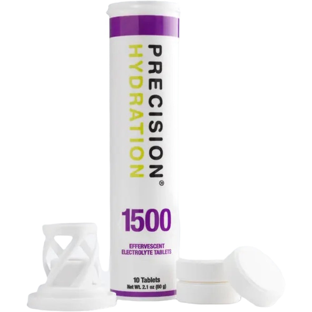Precision Hydration 1500 Effervescent Electrolyte Tablets tube with 10 tablets shown