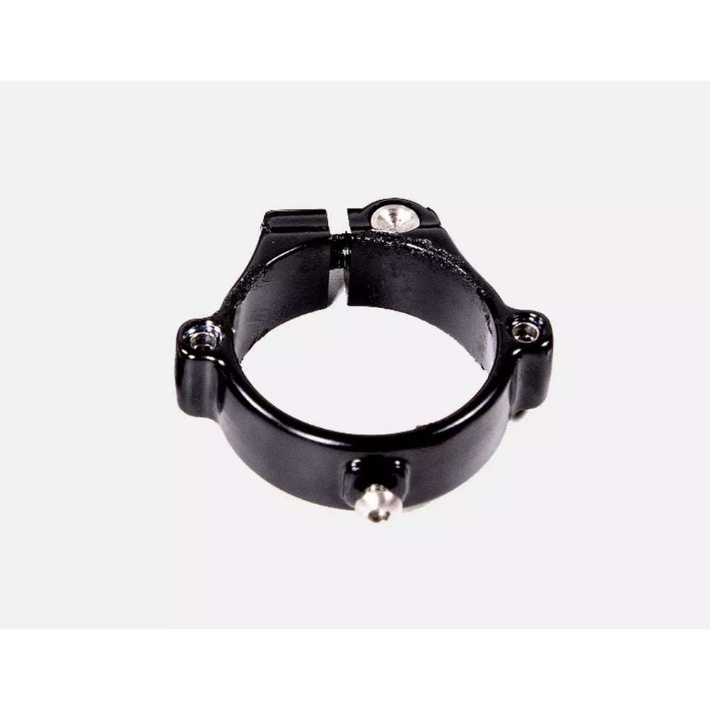Black Specialized collar headset component with adjustable clamp and screws on white background