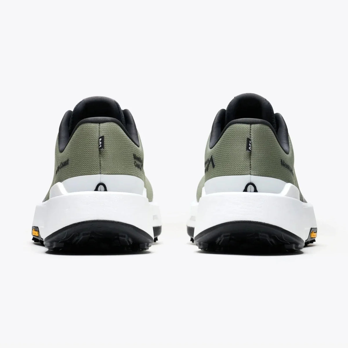 Mount to Coast M1 Trail Running Shoes rear view showing heel counter and white midsole stack