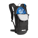 CamelBak Lobo 9 black hydration backpack with blue water reservoir visible