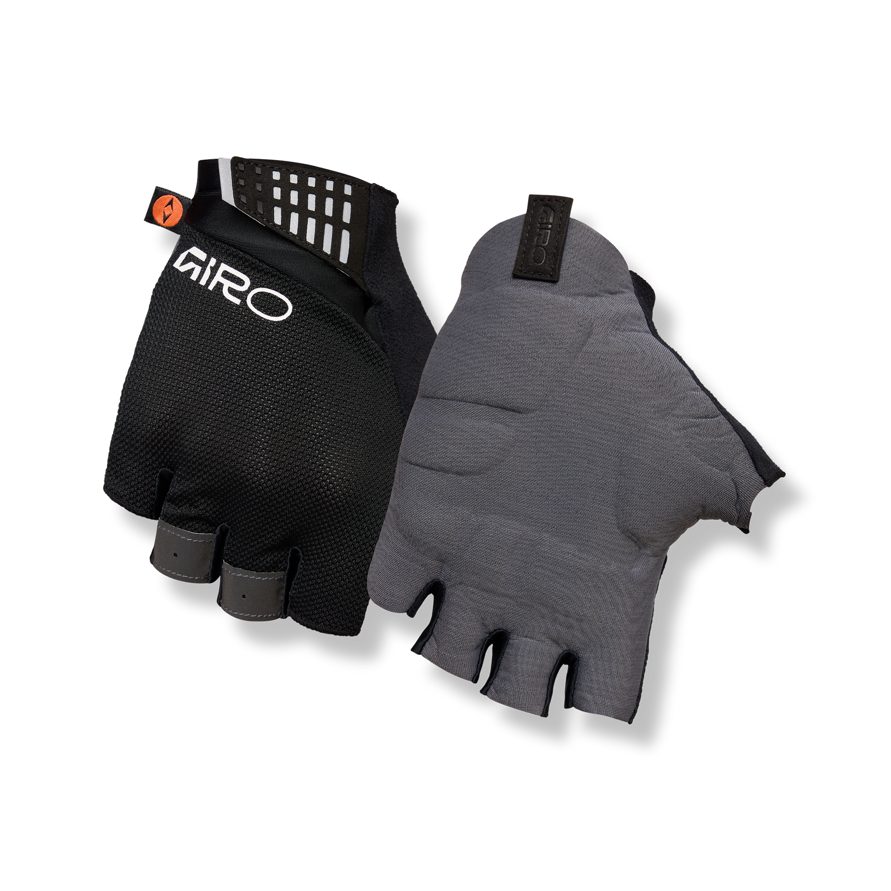 Giro Supernatural men's cycling gloves in grey and black showing palm and back view
