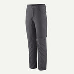 Patagonia Men's Quandary Convertible Pants in dark grey on clean studio background