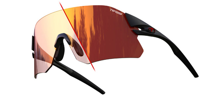 Tifosi Rail sunglasses with black frame and orange gradient interchangeable lens