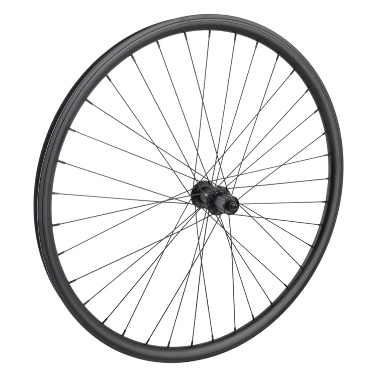 Wheel Master 700c rear bicycle wheel with black rim and spokes