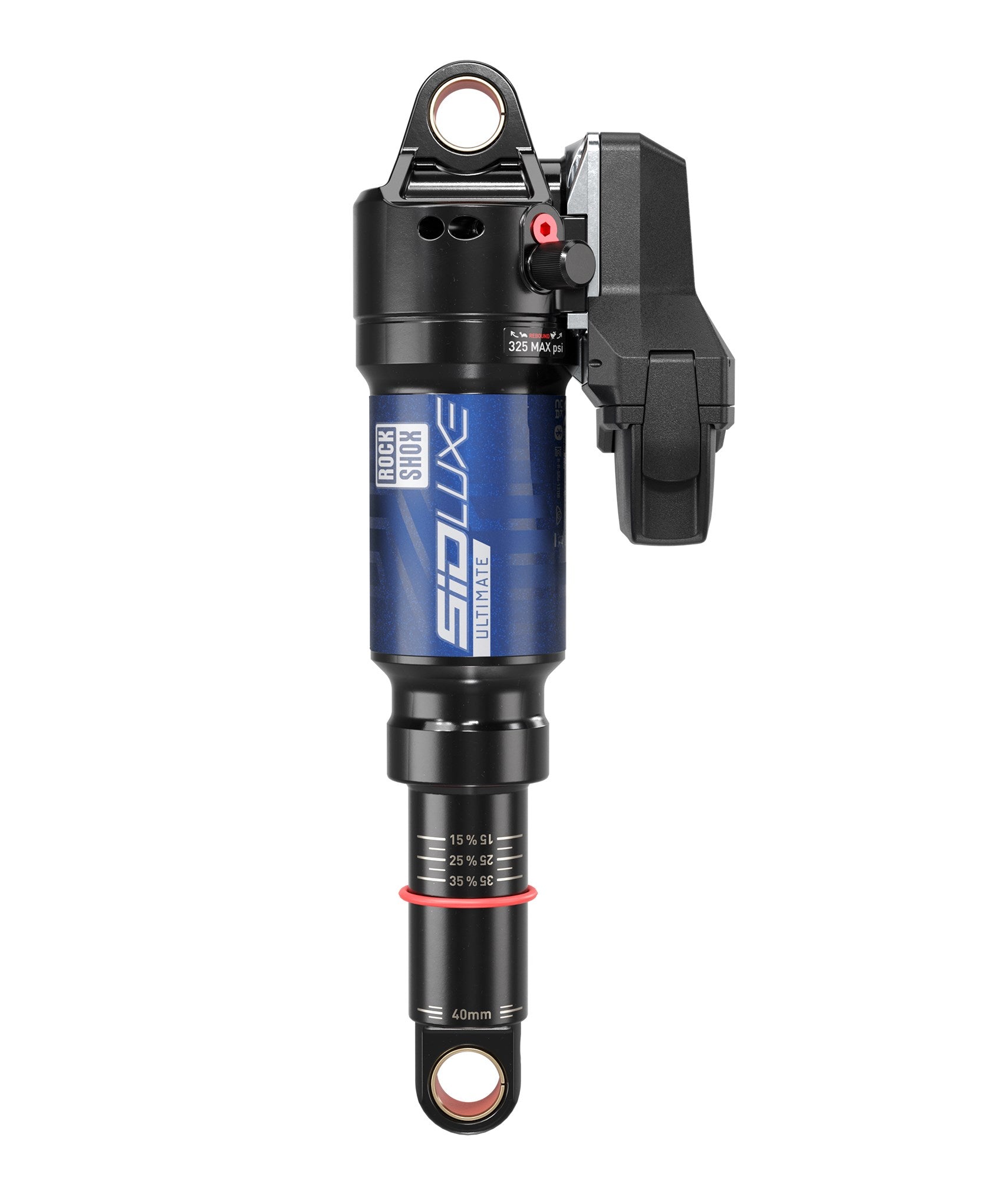 RockShox SIDluxe Ultimate rear shock absorber with blue body and black components