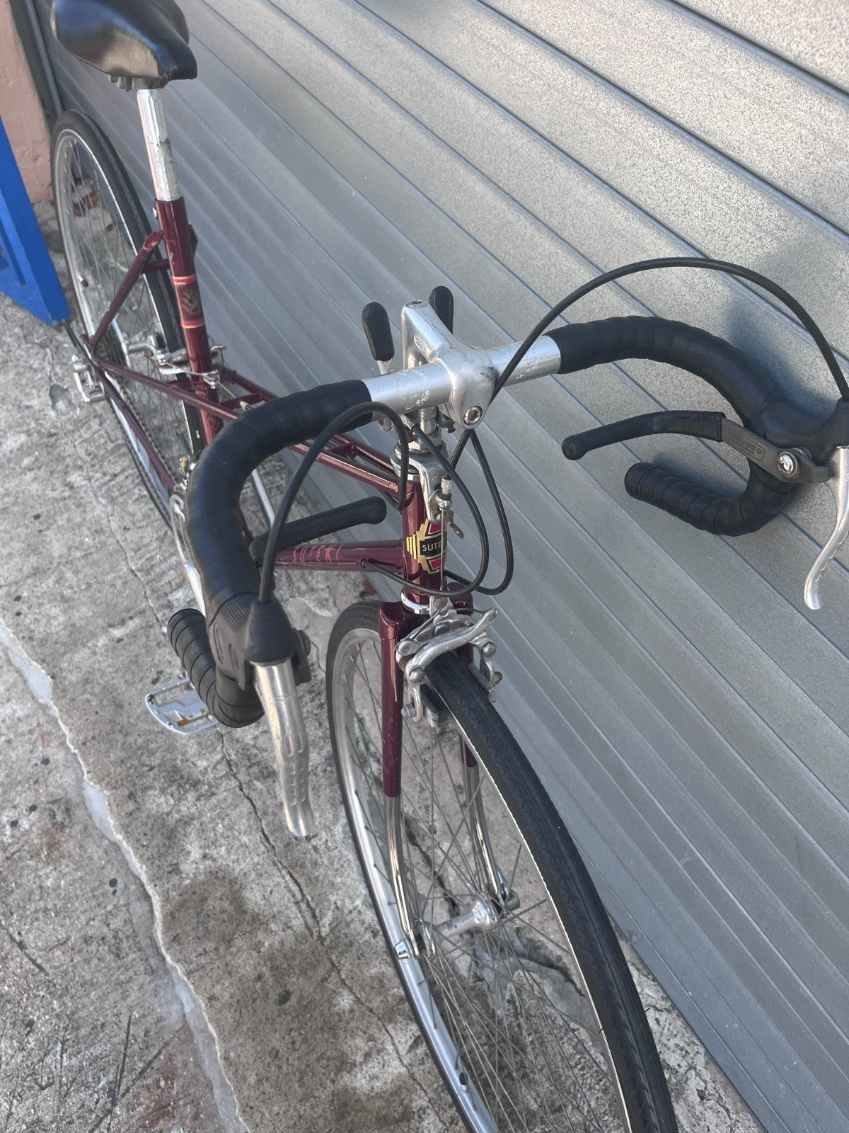 SUTEKI bike drop handlebars and down-tube shifter cockpit view