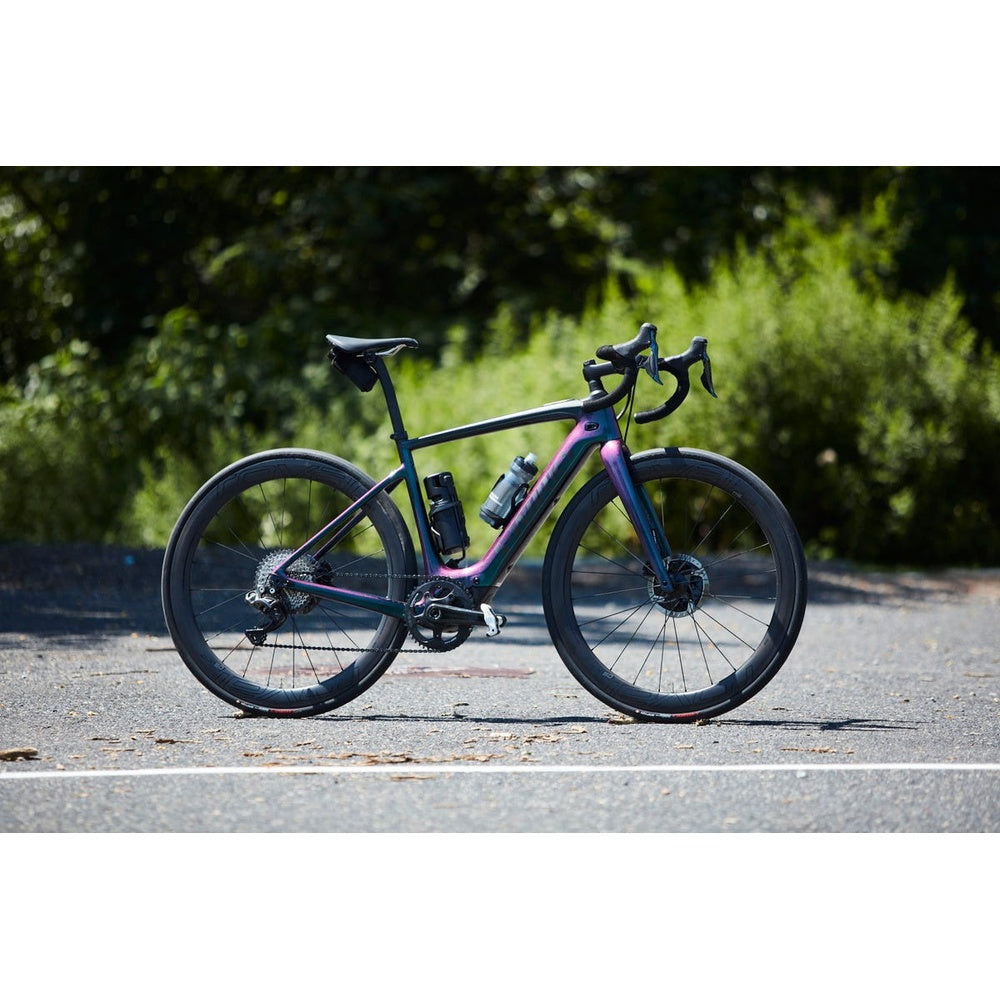 Specialized Creo SL electric road bike in black with pink accents on pavement