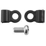 Black cable guide clamp with mounting bolt for bicycle bottom bracket
