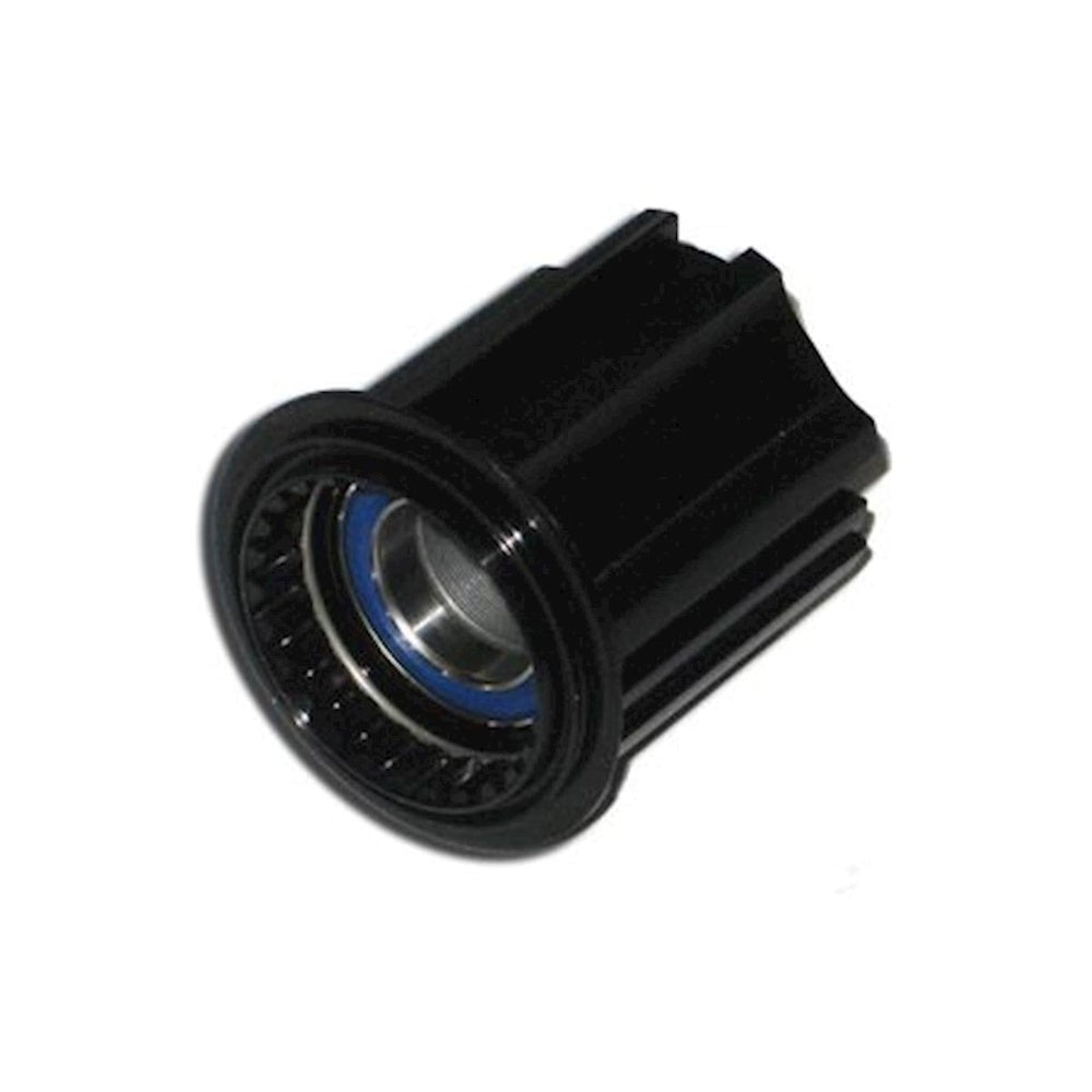 Black Specialized DT 240/350 Campagnolo freehub body with blue seal on white background