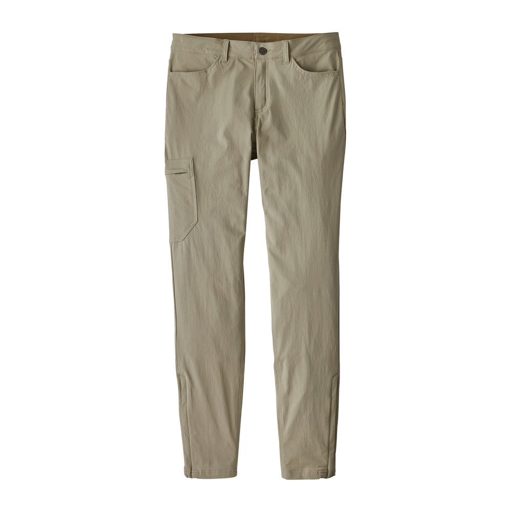Patagonia Women's Skyline Traveler Pants in light khaki with cargo pocket detail