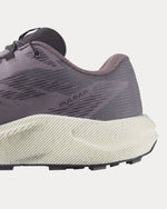 Salomon Pulsar women's running shoe in purple-grey with cream midsole, side profile view