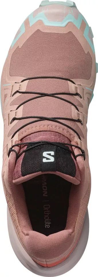 Salomon Speedcross 6 women's trail running shoe in mauve pink with mint accents