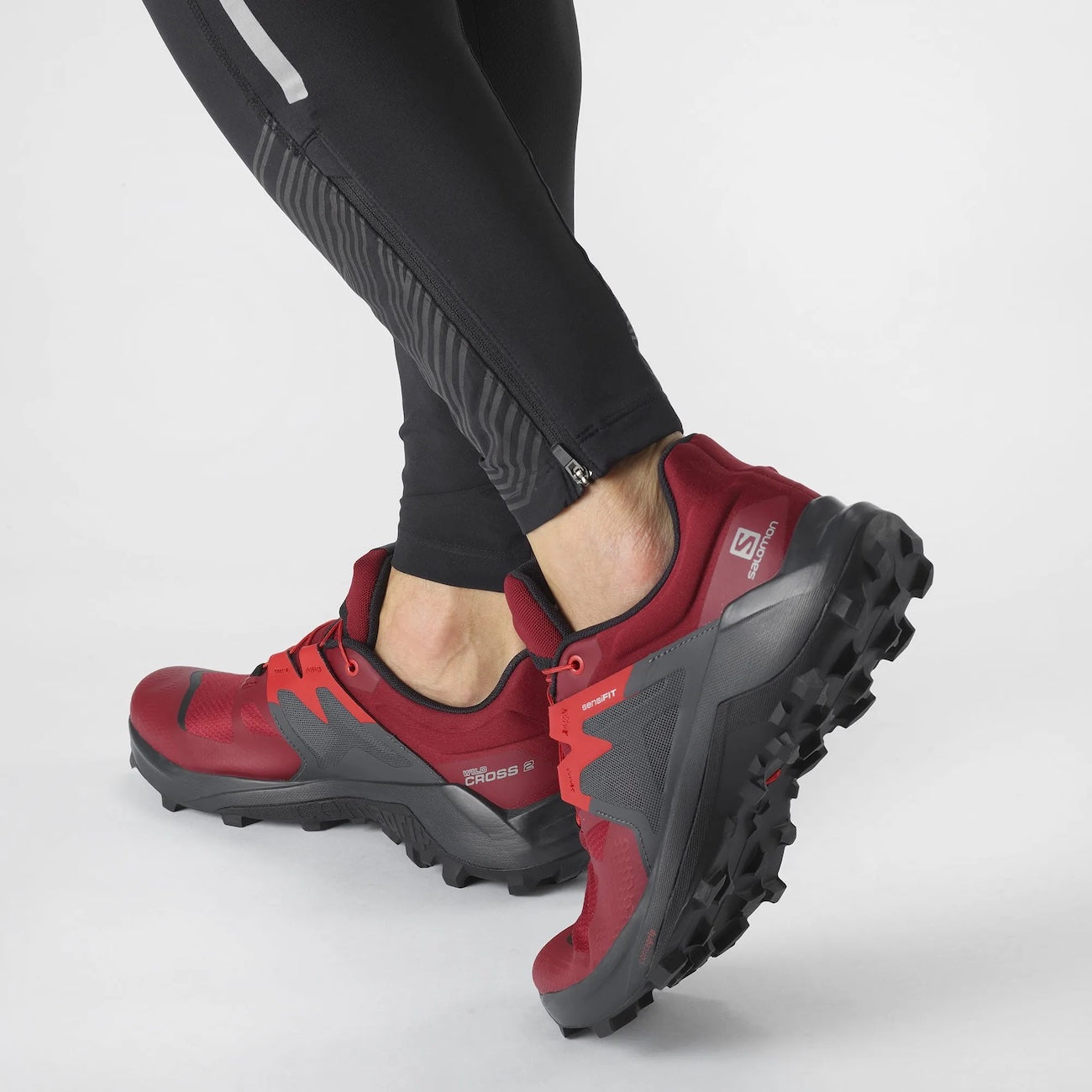 Salomon Wildcross 2 men's trail running shoes in red and gray colorway