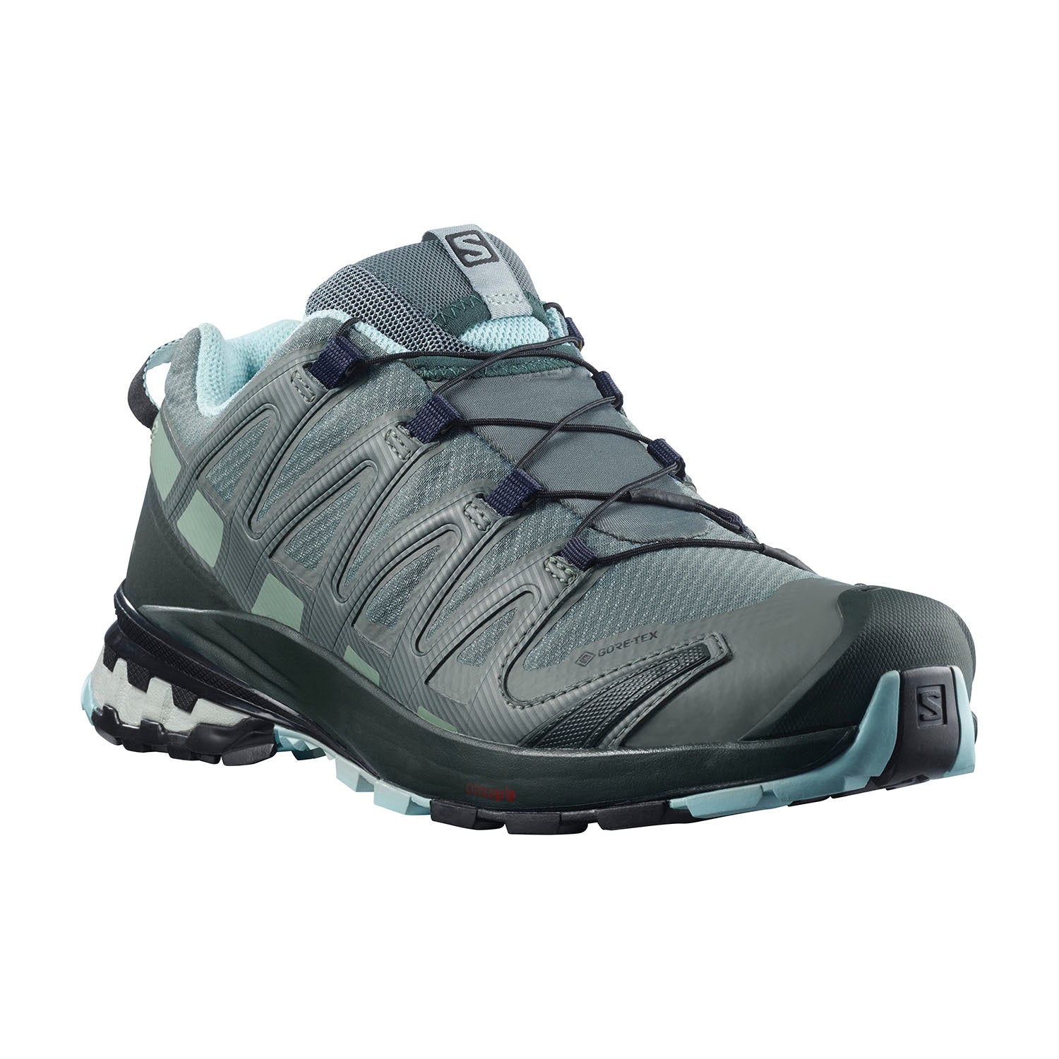 Salomon XA Pro 3D V8 GTX women's trail running shoe in Balsam Green colorway
