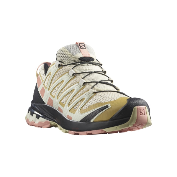 Salomon XA Pro 3D v8 women's trail running shoe in beige and pink colorway