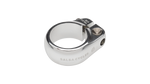 Salsa Cycles polished aluminum seatpost clamp with bolt mechanism on white background