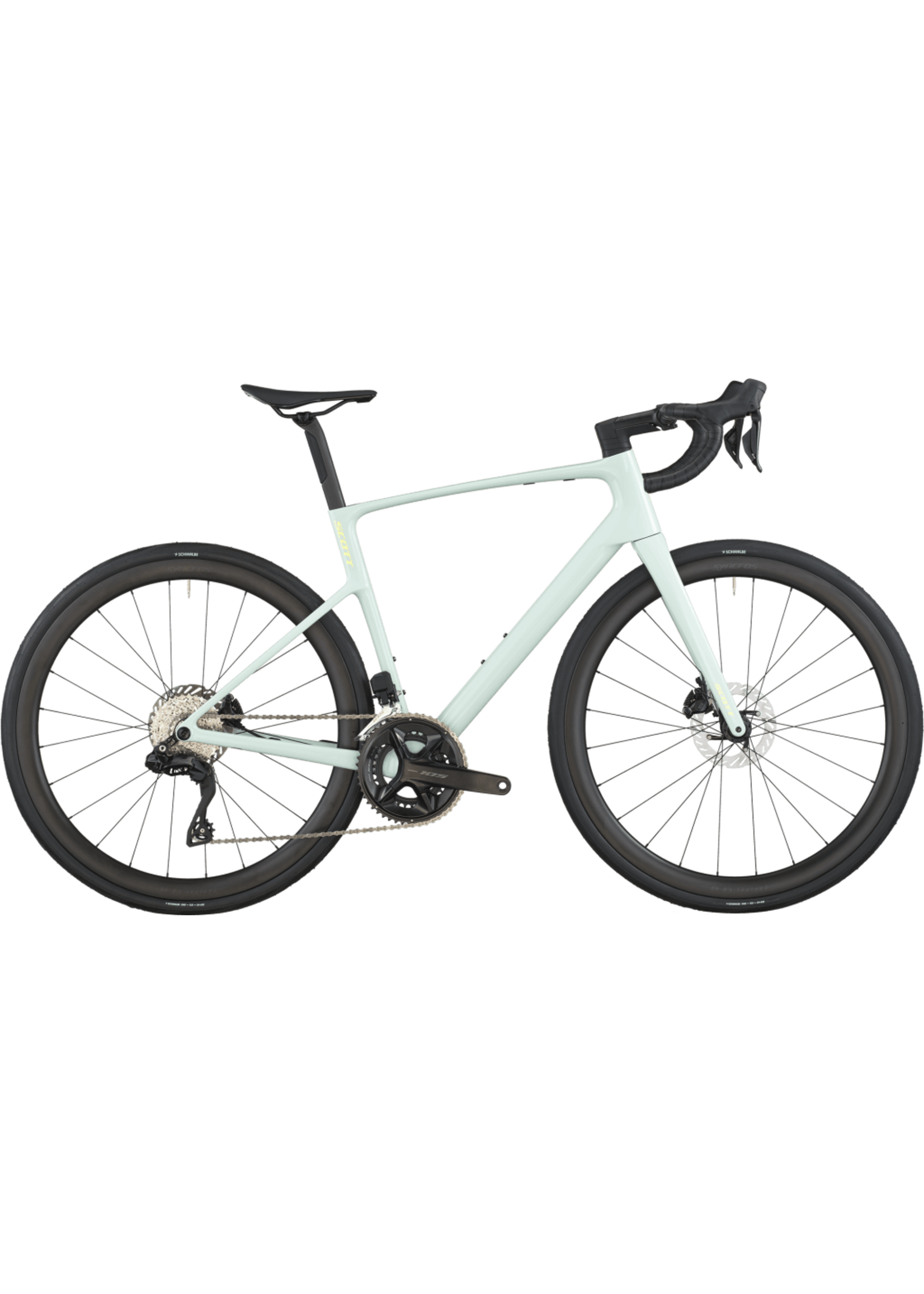 Scott Addict 30 road bike in frozen green with drop handlebars and disc brakes